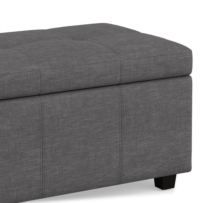 Slate Grey | Castleford Storage Ottoman in Linen