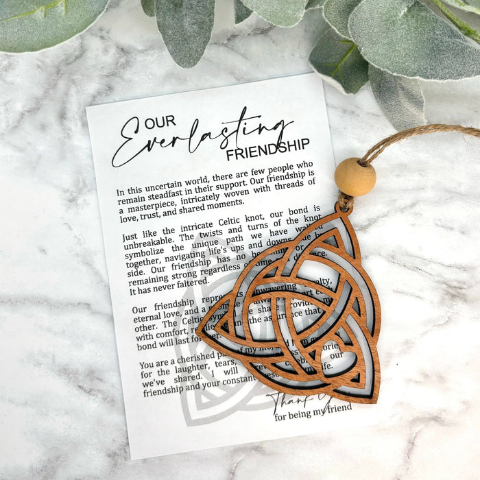 Celtic Knot Friendship Story Card Ornament / Car Charm