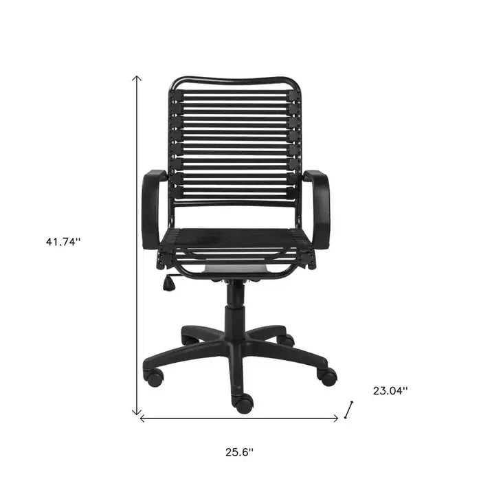 HomeRoots Black Adjustable Swivel Bungee Rolling Office Chair