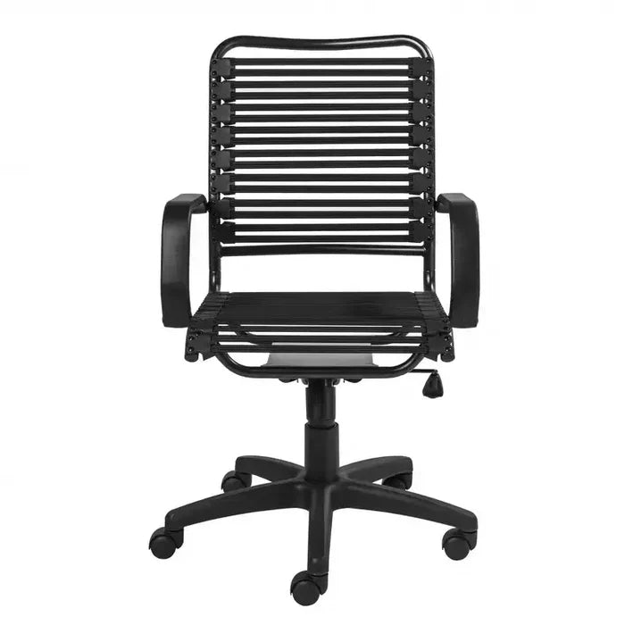 HomeRoots Black Adjustable Swivel Bungee Rolling Office Chair