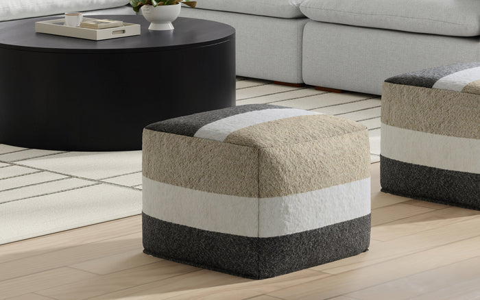 Black/Cream/Sand | Claudette Square Pouf