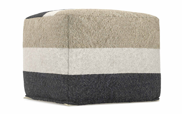 Black/Cream/Sand | Claudette Square Pouf