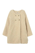 coat sherpa double breasted long - ivory