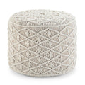 Cream | Coates Round Macrame Pouf