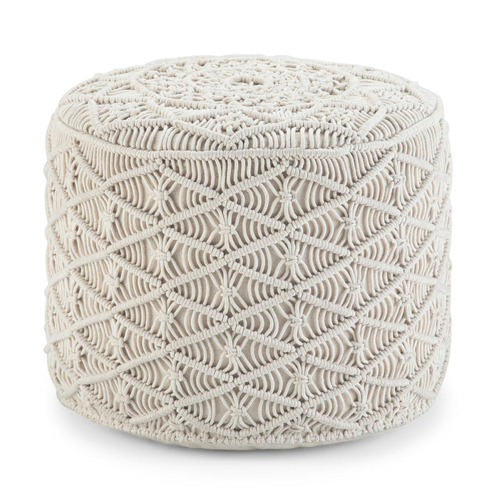 Cream | Coates Round Macrame Pouf
