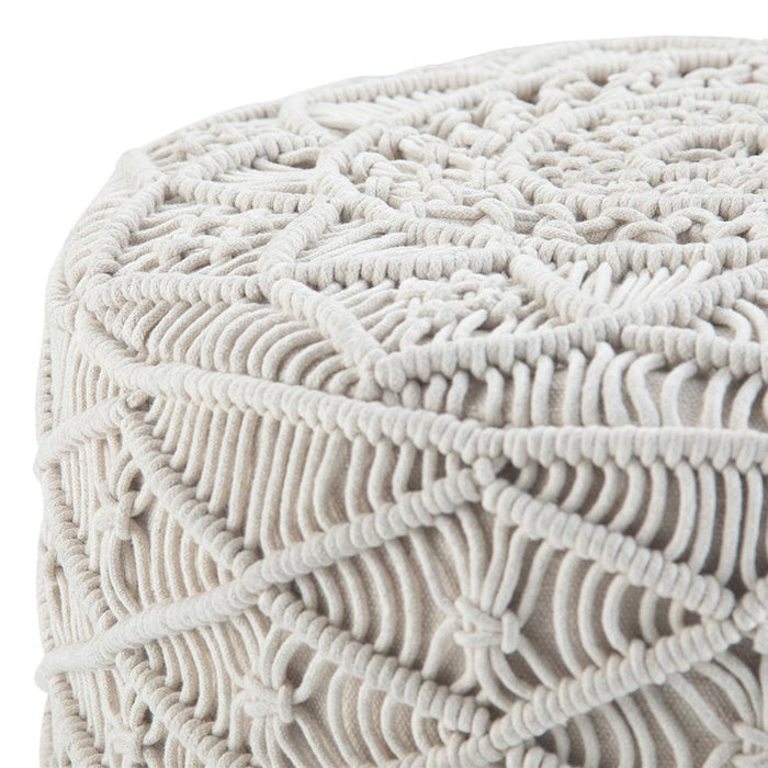 Cream | Coates Round Macrame Pouf