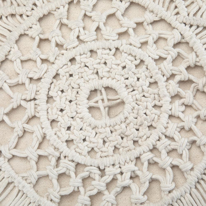 Cream | Coates Round Macrame Pouf