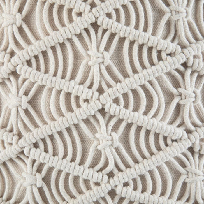 Cream | Coates Round Macrame Pouf