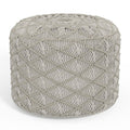 Cloud Grey | Coates Round Macrame Pouf