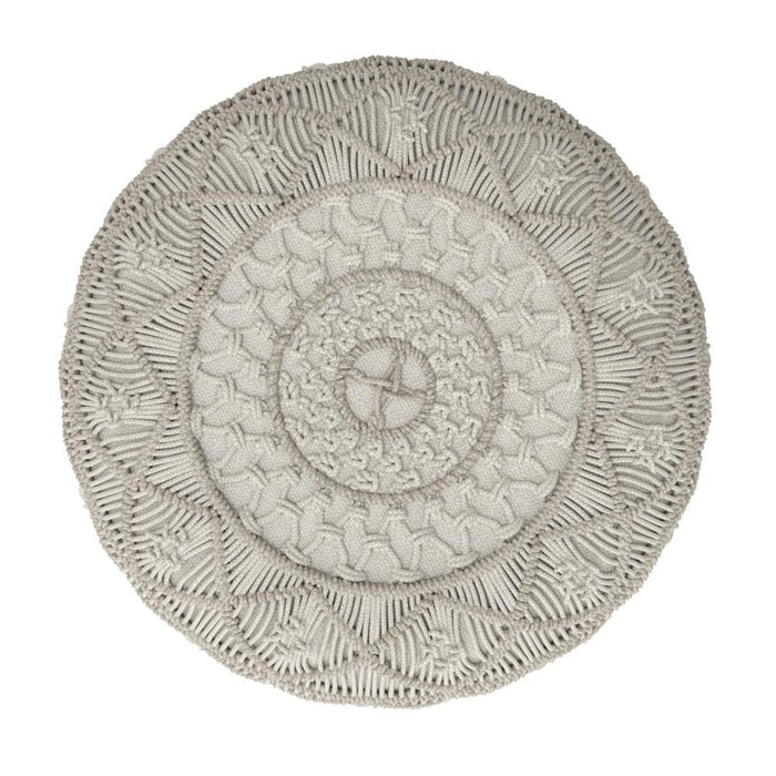 Cloud Grey | Coates Round Macrame Pouf