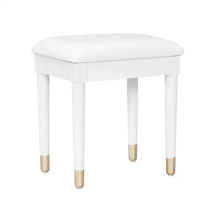 Homy Casa Vanity Table with Stool and Storage Cabinets for Bedroom or Dressing Room, White