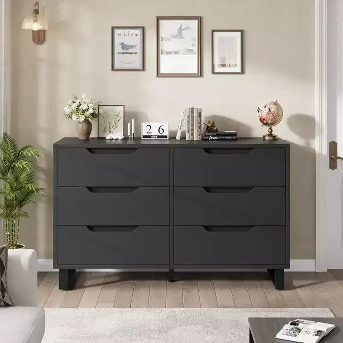 GustoWave 6 Dresser for Bedroom, 47.2 Wide Dresser, Freestanding Vertical Drawer Cabinet with Storage, Wooden Closet Storage Chest for Living Room