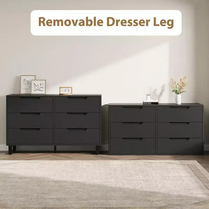 GustoWave 6 Dresser for Bedroom, 47.2 Wide Dresser, Freestanding Vertical Drawer Cabinet with Storage, Wooden Closet Storage Chest for Living Room