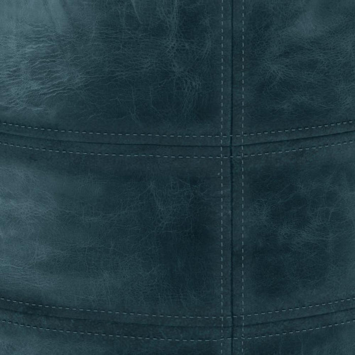 Distressed Teal Blue | Connor Round Leather Pouf