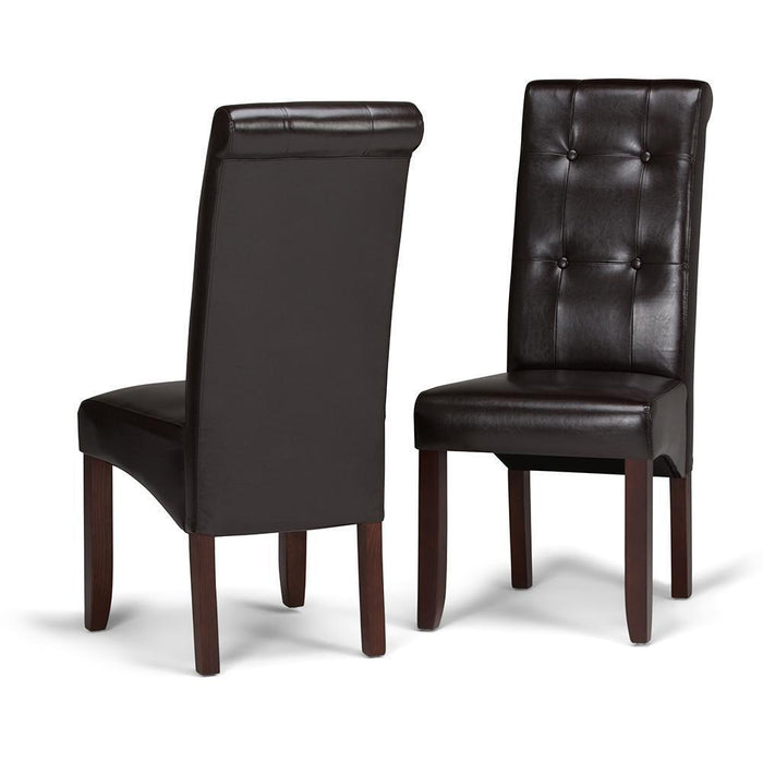 Tanners Brown Vegan Leather | Cosmopolitan Deluxe Tufted Parson Chair (Set of 2)