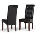 Midnight Black Vegan Leather | Cosmopolitan Deluxe Tufted Parson Chair (Set of 2)