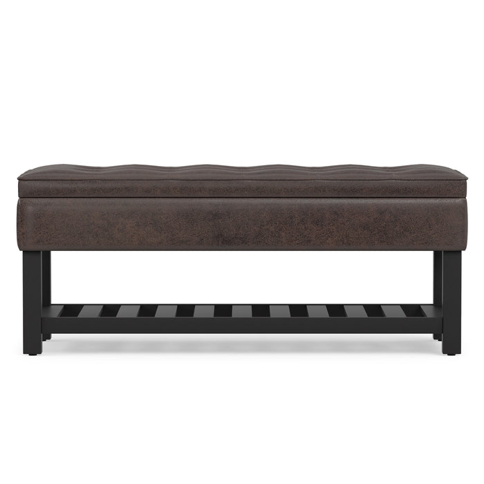 Distressed Brown Distressed Vegan Leather | Cosmopolitan Ottoman Bench in Distressed Vegan Leather