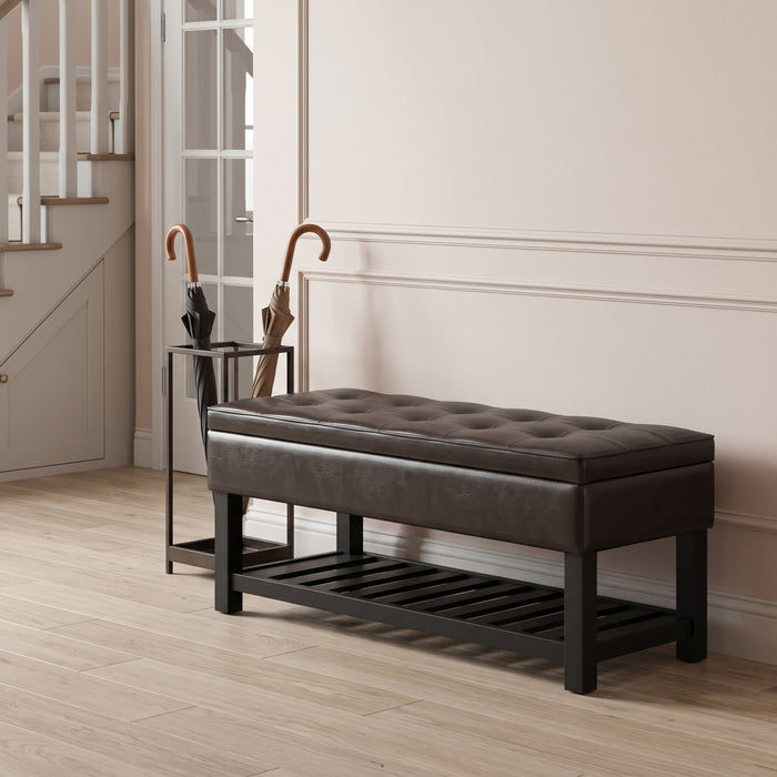 Tanners Brown Vegan Leather | Cosmopolitan Ottoman Bench in Vegan Leather