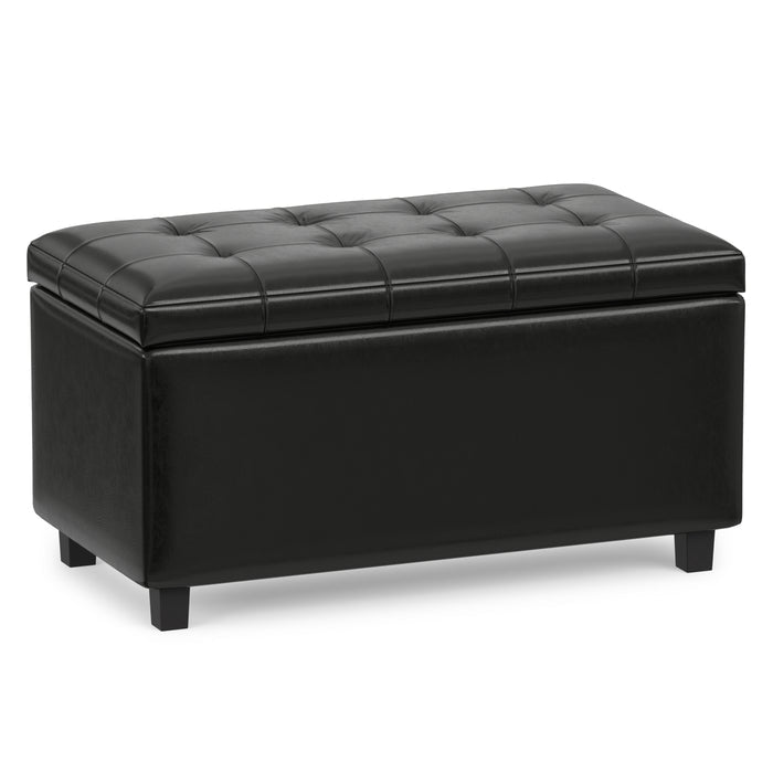 Midnight Black Vegan Leather | Cosmopolitan Storage Ottoman in Vegan Leather