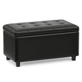 Midnight Black Vegan Leather | Cosmopolitan Storage Ottoman in Vegan Leather