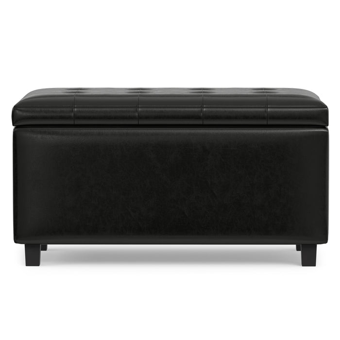 Midnight Black Vegan Leather | Cosmopolitan Storage Ottoman in Vegan Leather