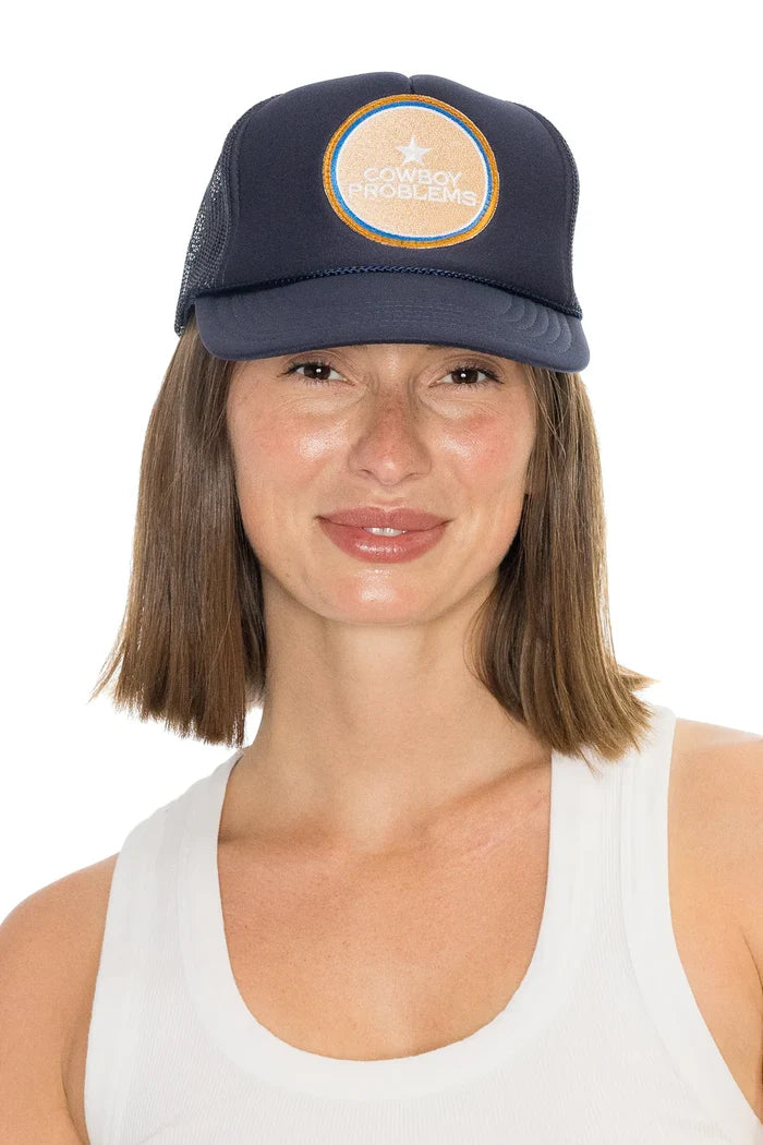 Cowboy Problems Trucker Hat in Navy