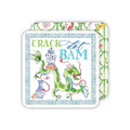 Crack Dot Bam Mahjong Dragon Blue Square Coaster by Rosanne Beck