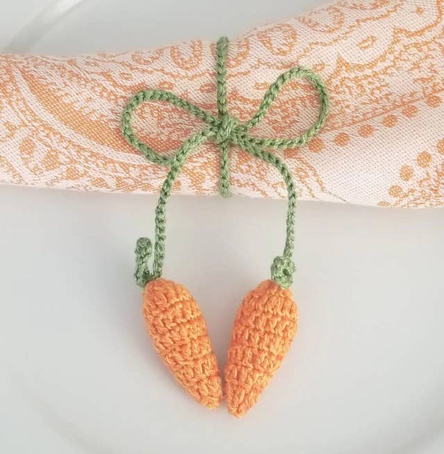 Crochet Carrot Napkin Ties - Set of 4