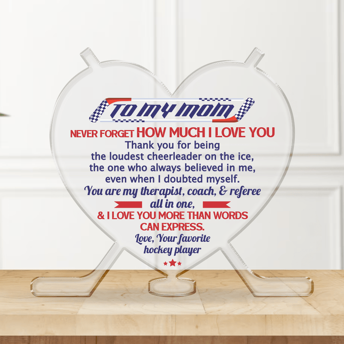 Crystal Plaque - Hockey - To My Mom - I Love You More Than Words Can Express - Gznf19051
