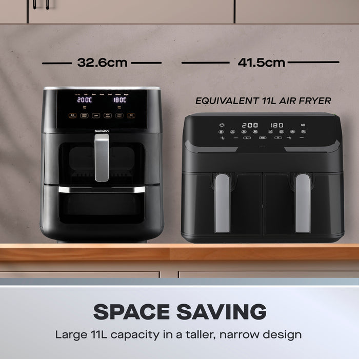 Daewoo 11L Space Saving Split Drawer Air Fryer
