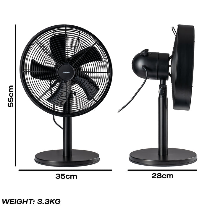 Daewoo 12" Black Metal Desktop Fan