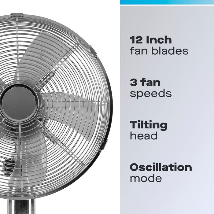 Daewoo 12" Chrome Metal Desk Fan