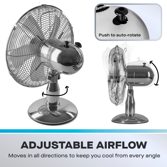 Daewoo 12" Chrome Metal Desk Fan