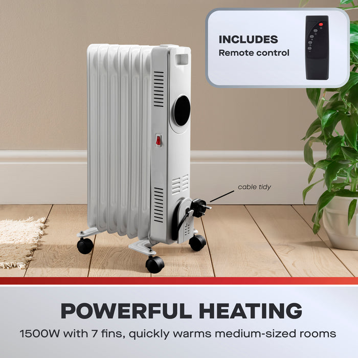 Daewoo 1500W Oil Filled Radiator with LED Display & Remote Control