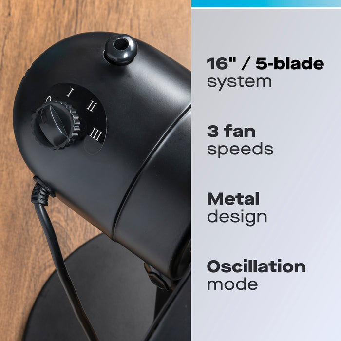 Daewoo 16" Black Metal Pedestal Fan