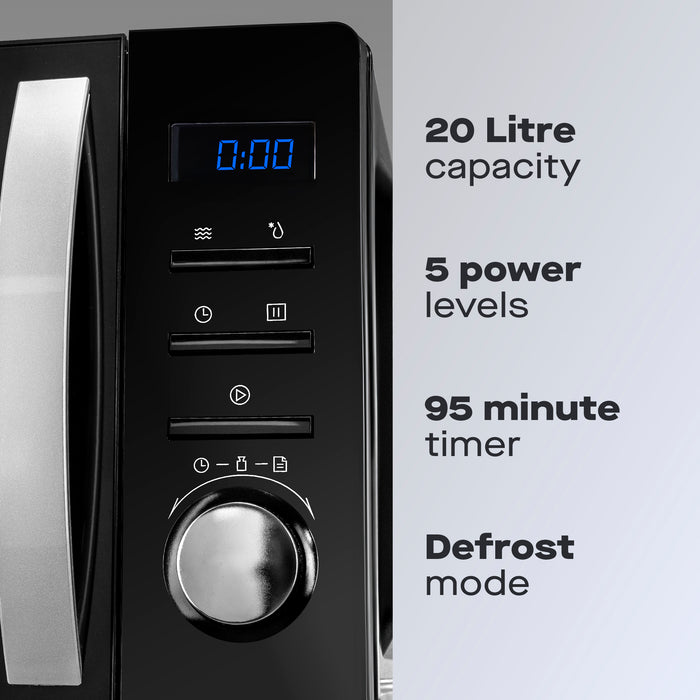 Daewoo 20L Black Digital 800W Microwave