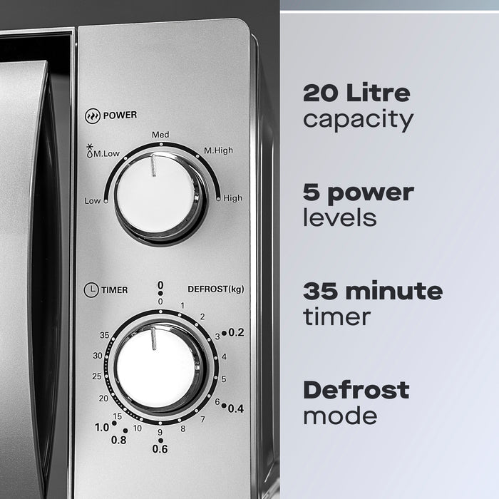 Daewoo 20L Silver Manual 800W Microwave