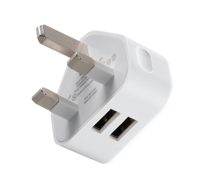 Daewoo 2.1A Dual USB-A White Wall Charger Plug Socket Adaptor