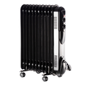 Black oil-filled radiator on a white background