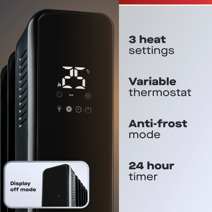 Daewoo 2500W Oil Filled Heater with LED Display & Remote Control