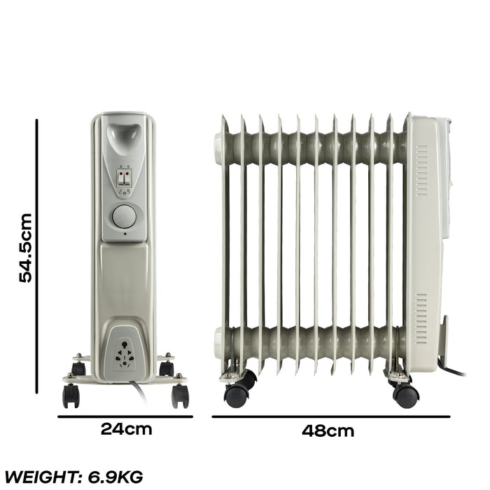 Daewoo 2500W Oil Filled Radiator with Thermostat Control