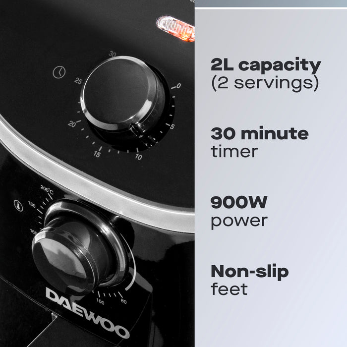 Daewoo 2L Compact Single Drawer Manual Air Fryer