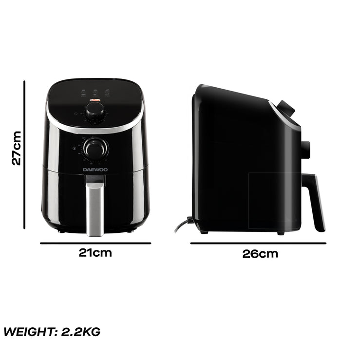 Daewoo 2L Compact Single Drawer Manual Air Fryer