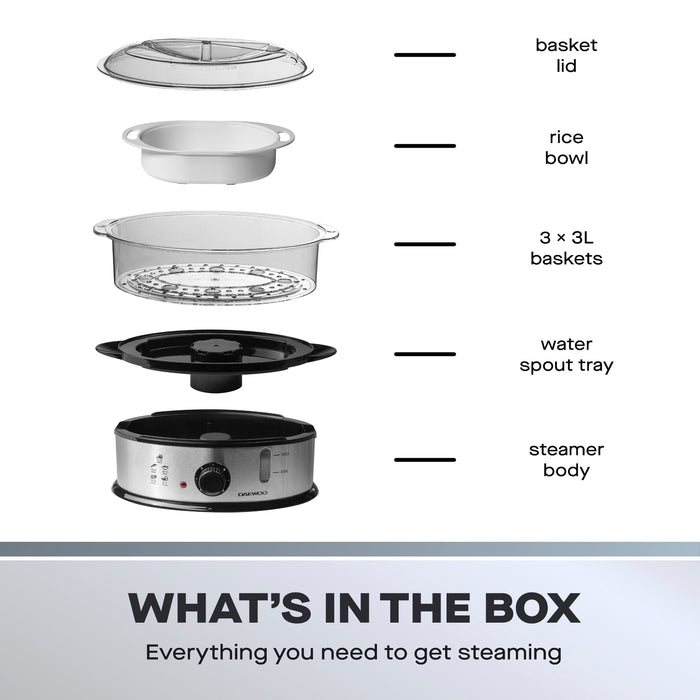 Daewoo 3-Tier Food Steamer, 9L
