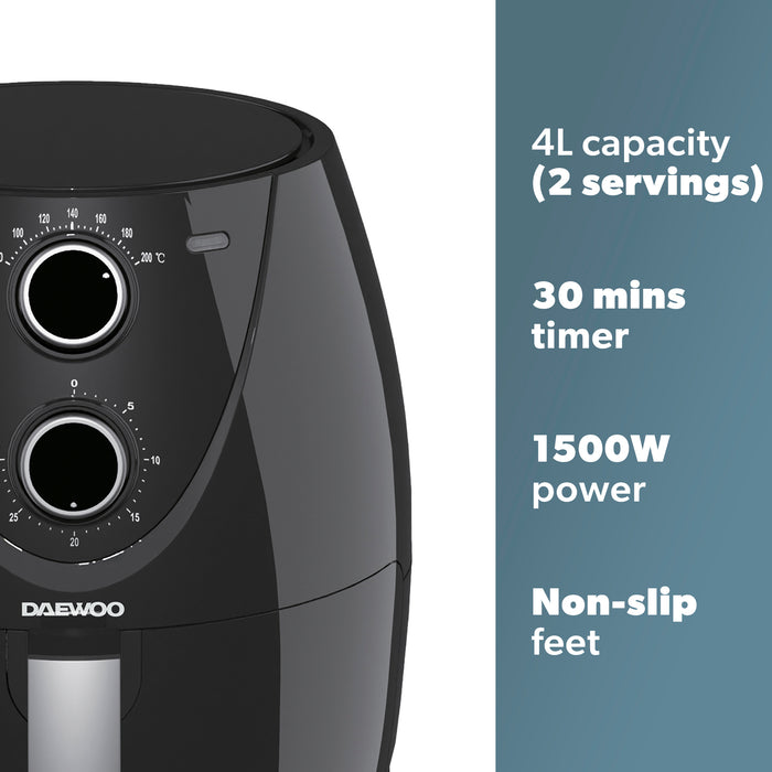 Daewoo 4L Single Drawer Air Fryer with Dials