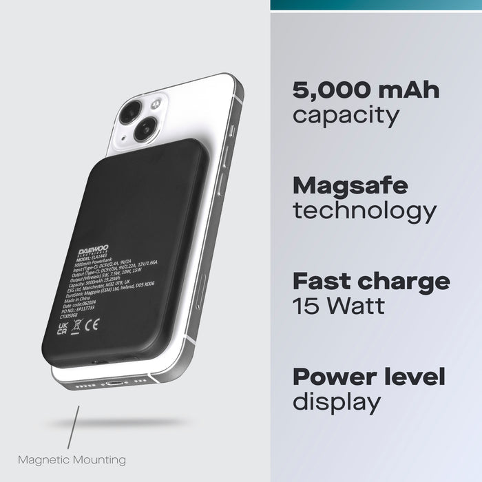 Daewoo 5000mAh Portable MagSafe Wireless Power Bank