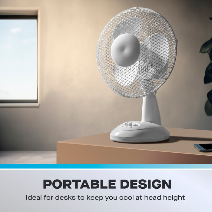 Daewoo 9" White Desk Fan