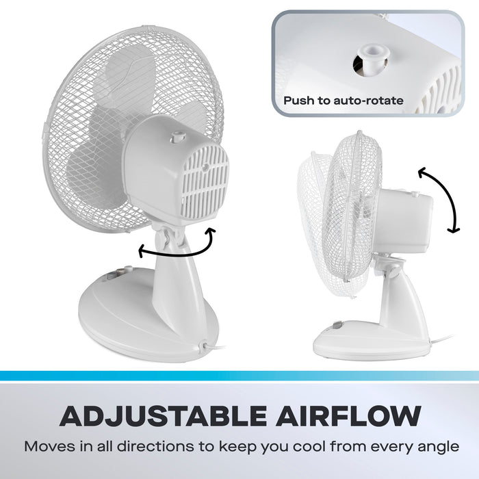 Daewoo 9" White Desktop Fan