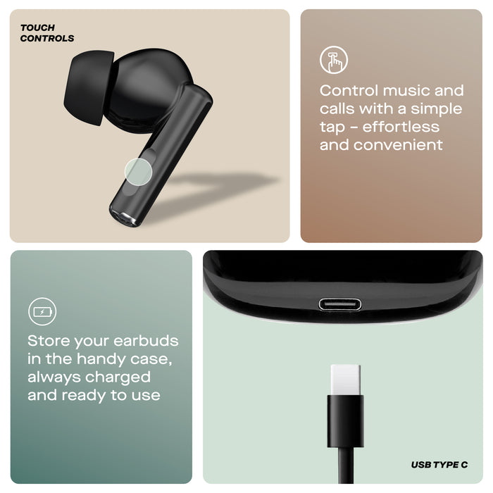Daewoo Black Air Buds True Wireless Bluetooth Earbuds