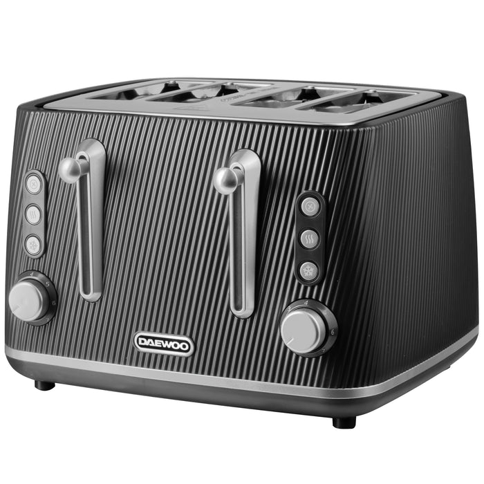 Daewoo Black Cascade 4 Slice Toaster